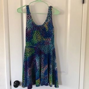 Tie die leopard skater dress